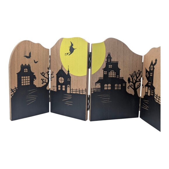 Handcrafted Wooden 5-Panel Halloween Diorama, Haunted House & Spooky Scene Decor - Picture 4 of 4